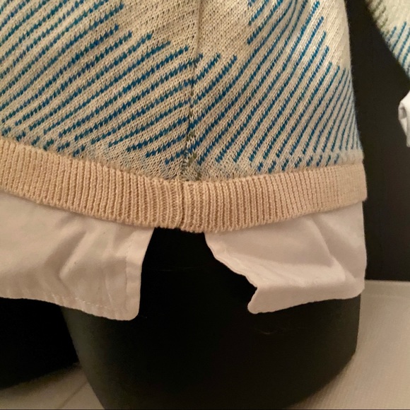 Thick sweater green, blue, cream plaid design - Picture 9 of 15